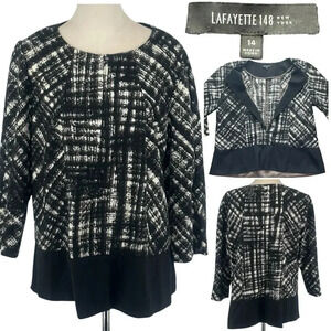 Lafayette 148 Long Sleeve Front Zip Virgin Wool Blend Jacket Top Lagenlook Sz 14
